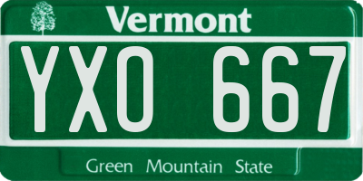 VT license plate YXO667