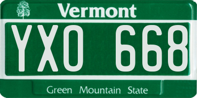 VT license plate YXO668