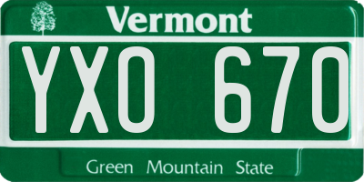 VT license plate YXO670