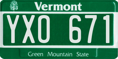 VT license plate YXO671