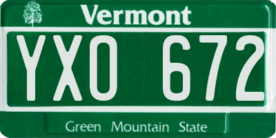 VT license plate YXO672