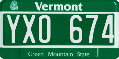 VT license plate YXO674