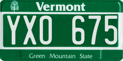 VT license plate YXO675