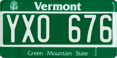 VT license plate YXO676
