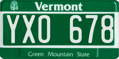 VT license plate YXO678