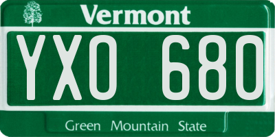 VT license plate YXO680