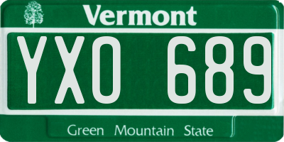 VT license plate YXO689