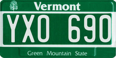 VT license plate YXO690