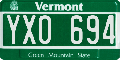 VT license plate YXO694