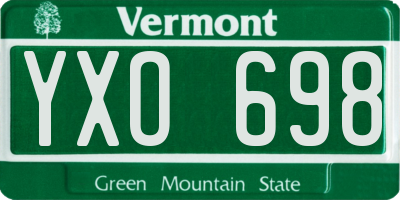 VT license plate YXO698