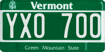 VT license plate YXO700