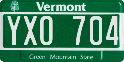 VT license plate YXO704