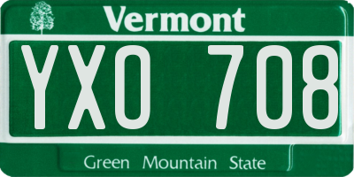 VT license plate YXO708