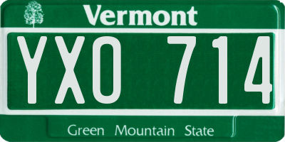 VT license plate YXO714