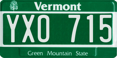 VT license plate YXO715