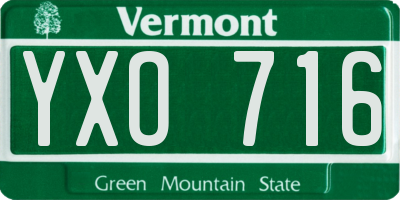 VT license plate YXO716