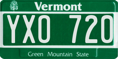 VT license plate YXO720