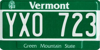 VT license plate YXO723