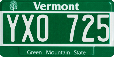 VT license plate YXO725