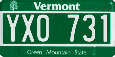 VT license plate YXO731