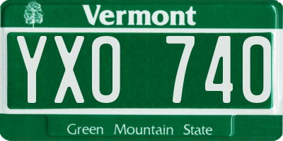 VT license plate YXO740