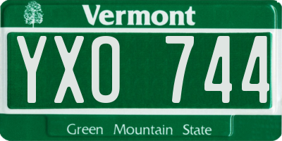 VT license plate YXO744