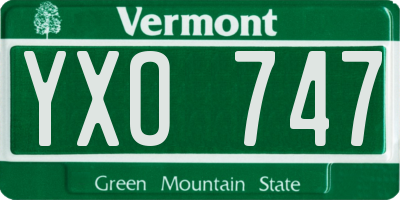 VT license plate YXO747