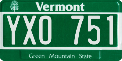 VT license plate YXO751