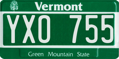 VT license plate YXO755