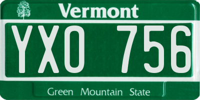 VT license plate YXO756