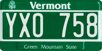 VT license plate YXO758