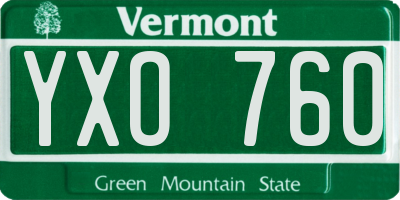 VT license plate YXO760