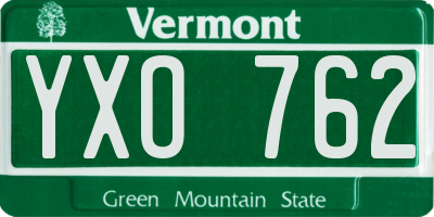 VT license plate YXO762