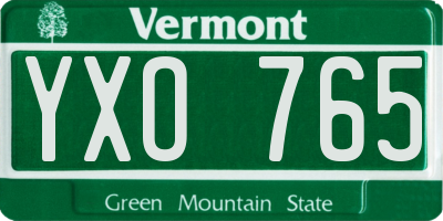 VT license plate YXO765