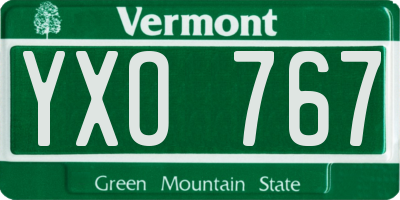 VT license plate YXO767