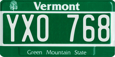 VT license plate YXO768