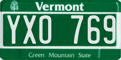 VT license plate YXO769