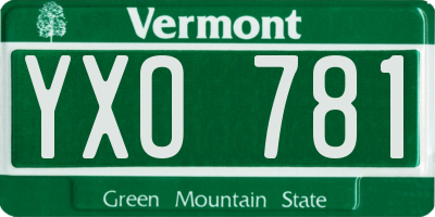 VT license plate YXO781