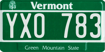 VT license plate YXO783
