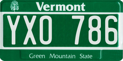 VT license plate YXO786