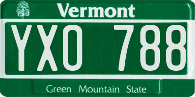 VT license plate YXO788