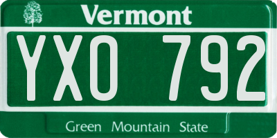 VT license plate YXO792