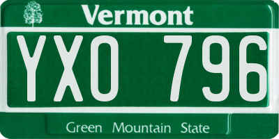 VT license plate YXO796