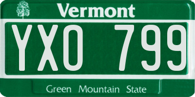 VT license plate YXO799