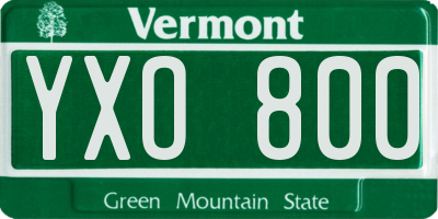 VT license plate YXO800