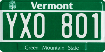 VT license plate YXO801