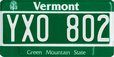 VT license plate YXO802
