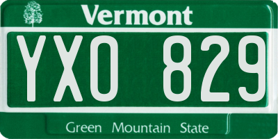 VT license plate YXO829