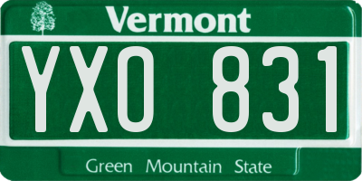 VT license plate YXO831
