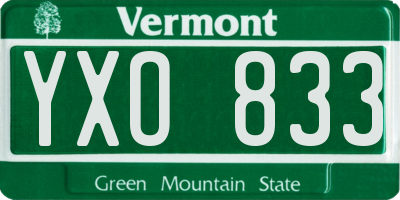 VT license plate YXO833